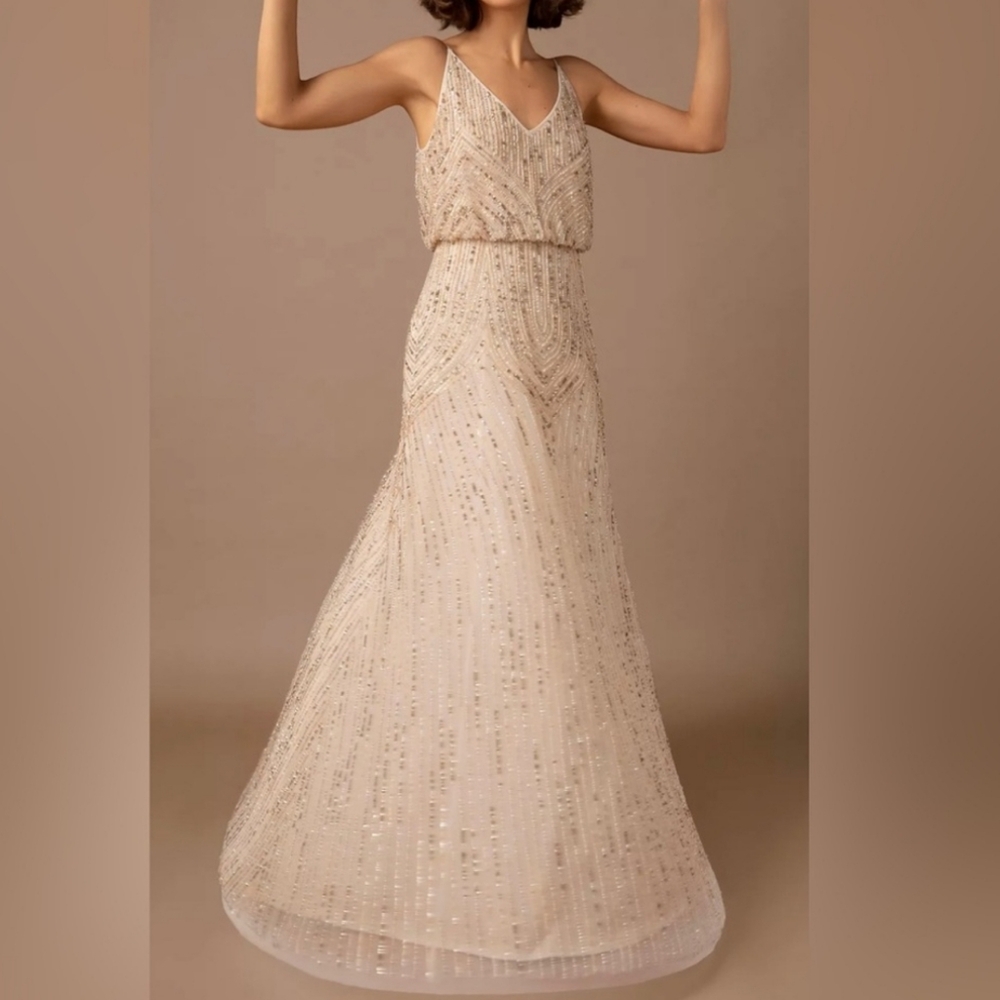 Anthropologie x BHLDN Fidelia Beaded Deco Gown Dress HARD TO FIND SIZE 6